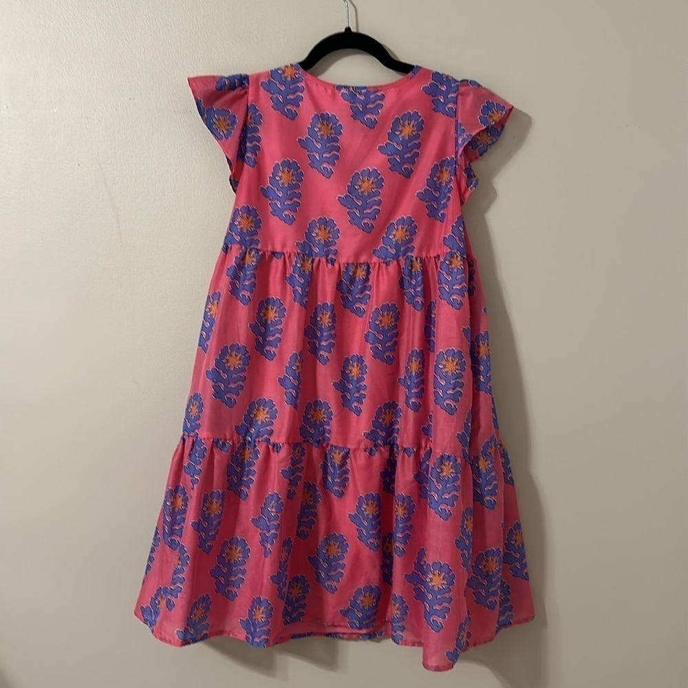 J. Marie Womens Piper Ruffle Dress Floral Print Sz Small Resortwear Chic Preppy - Picture 2 of 10